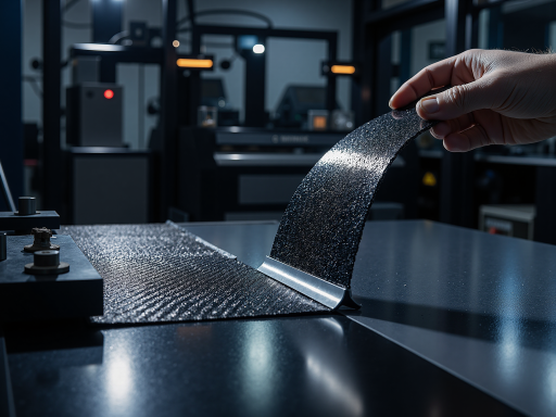 柔性线路板弯曲状态展示，黑色柔性基材，精细电路线条，展示其柔韧特性，实验室环境下拍摄